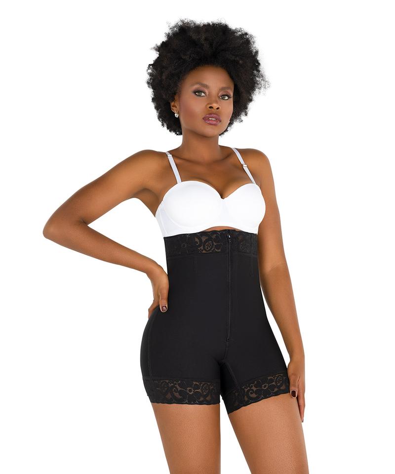 Women High Waist Front Zipper Booty Shaper Colombian Shapewear Short