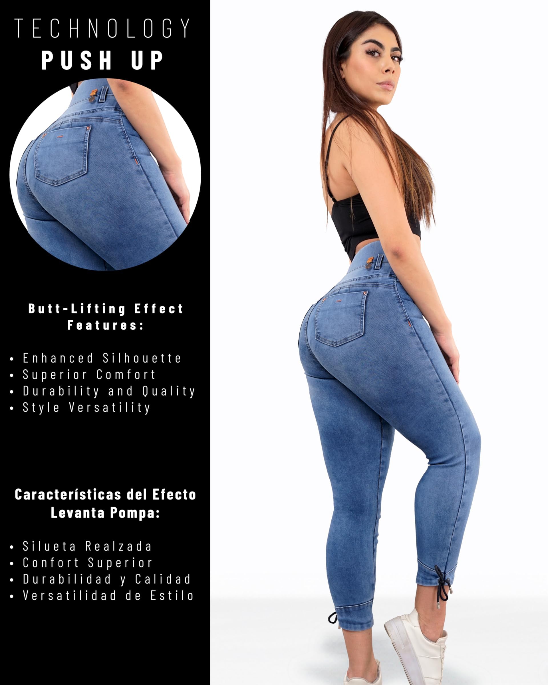 High Waist Röhrenjeans mit Po-Lifting