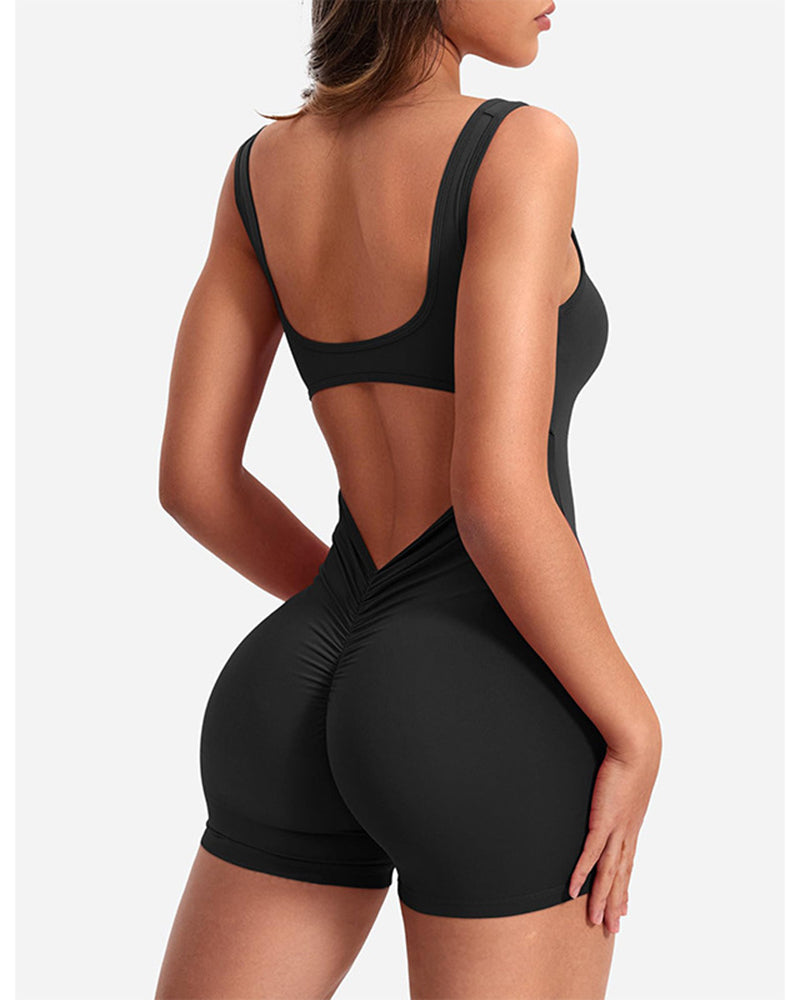 Rückenfreier Slim Fit Po Lifting Yoga-Overall 