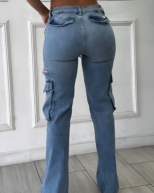 Women's High Rise Slim-Fit Cargo Style Jeans