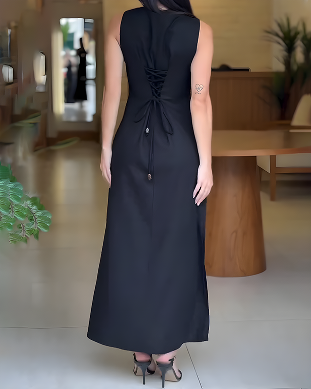Sleeveless Side Slit Casual Dress