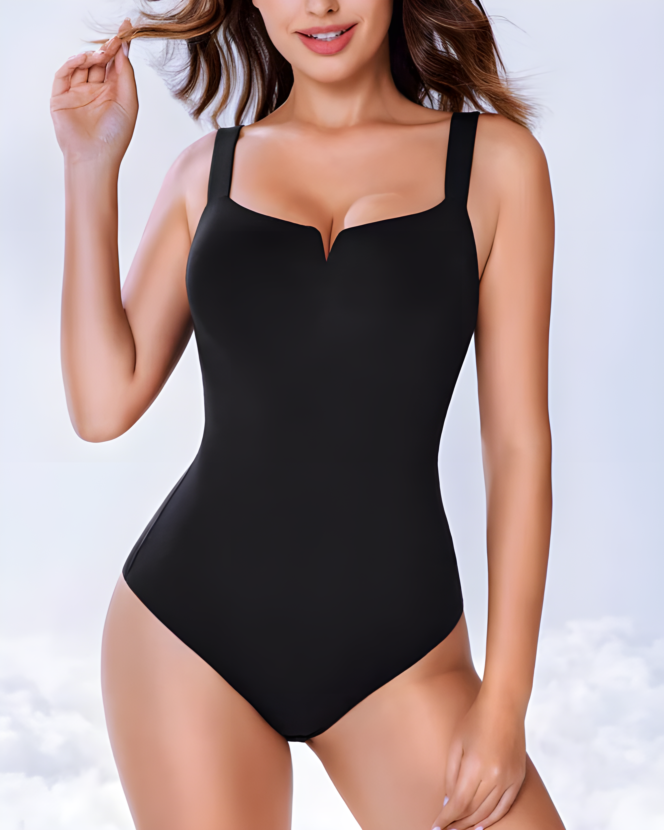 Seamless Square Neck Slimming Thong Bodysuit