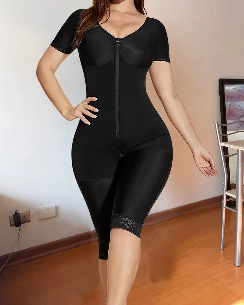 Kompressions-Shapewear für Damen mit kurzen Ärmeln zur Bauchstraffung