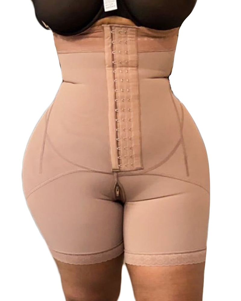 Double Pressure Flatten Abdomen Adjustable Front Closure Hook-eye Shapewear