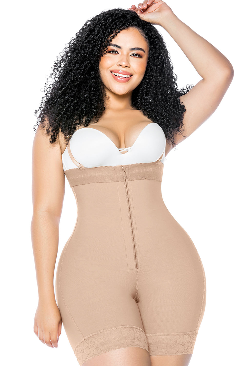 Butt Lifter Bauch Kontrolle Höschen Schritt mit Reißverschluss Spitze Shapewear 