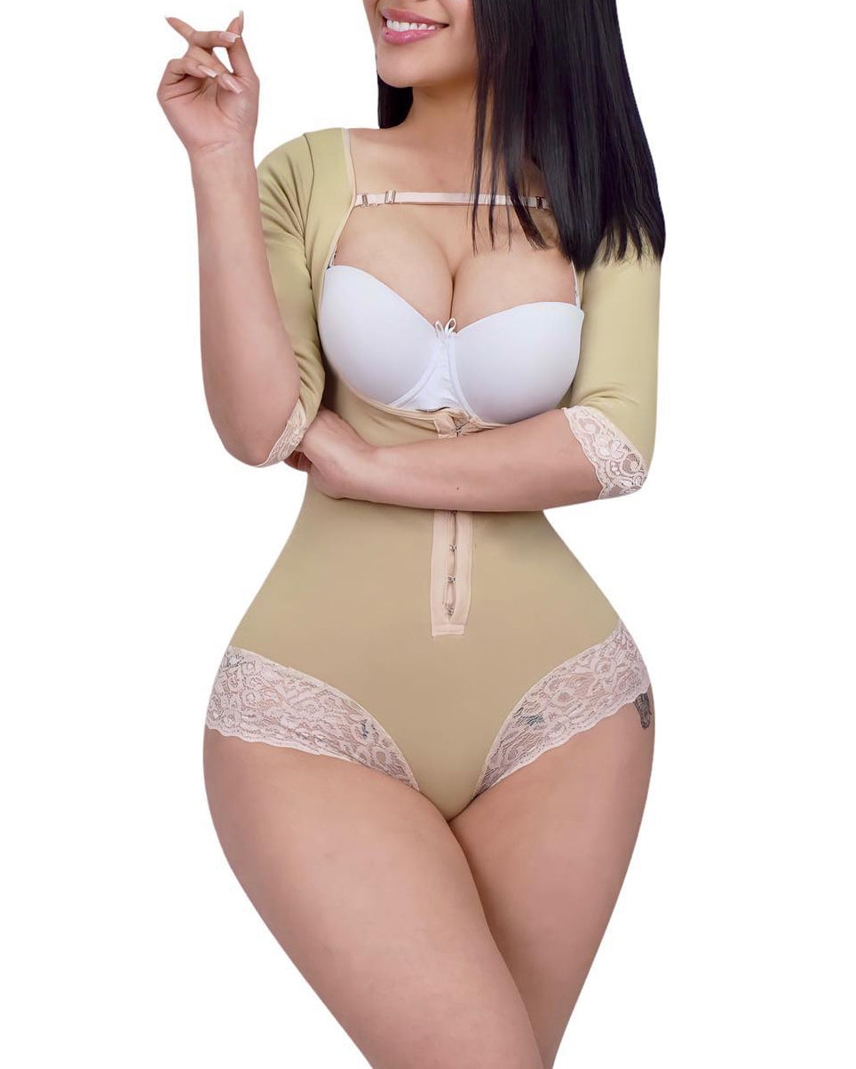 Hook And Eye Closure Mid-sleeve Triangle Shapewear