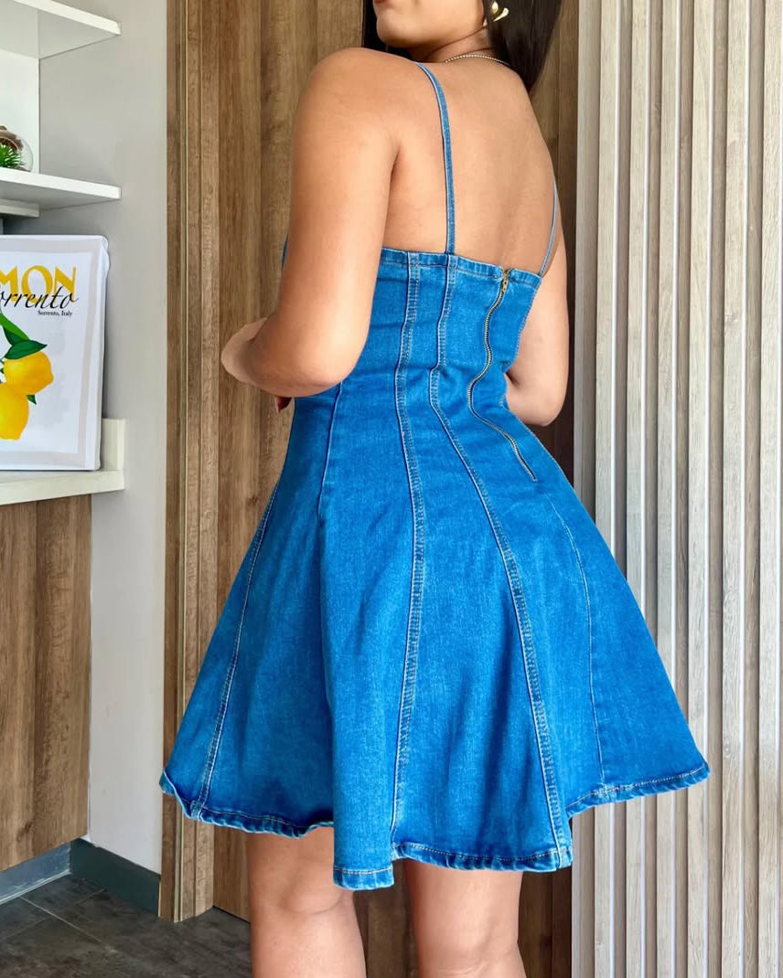 Women's Denim Slimming Slip Mini Dress