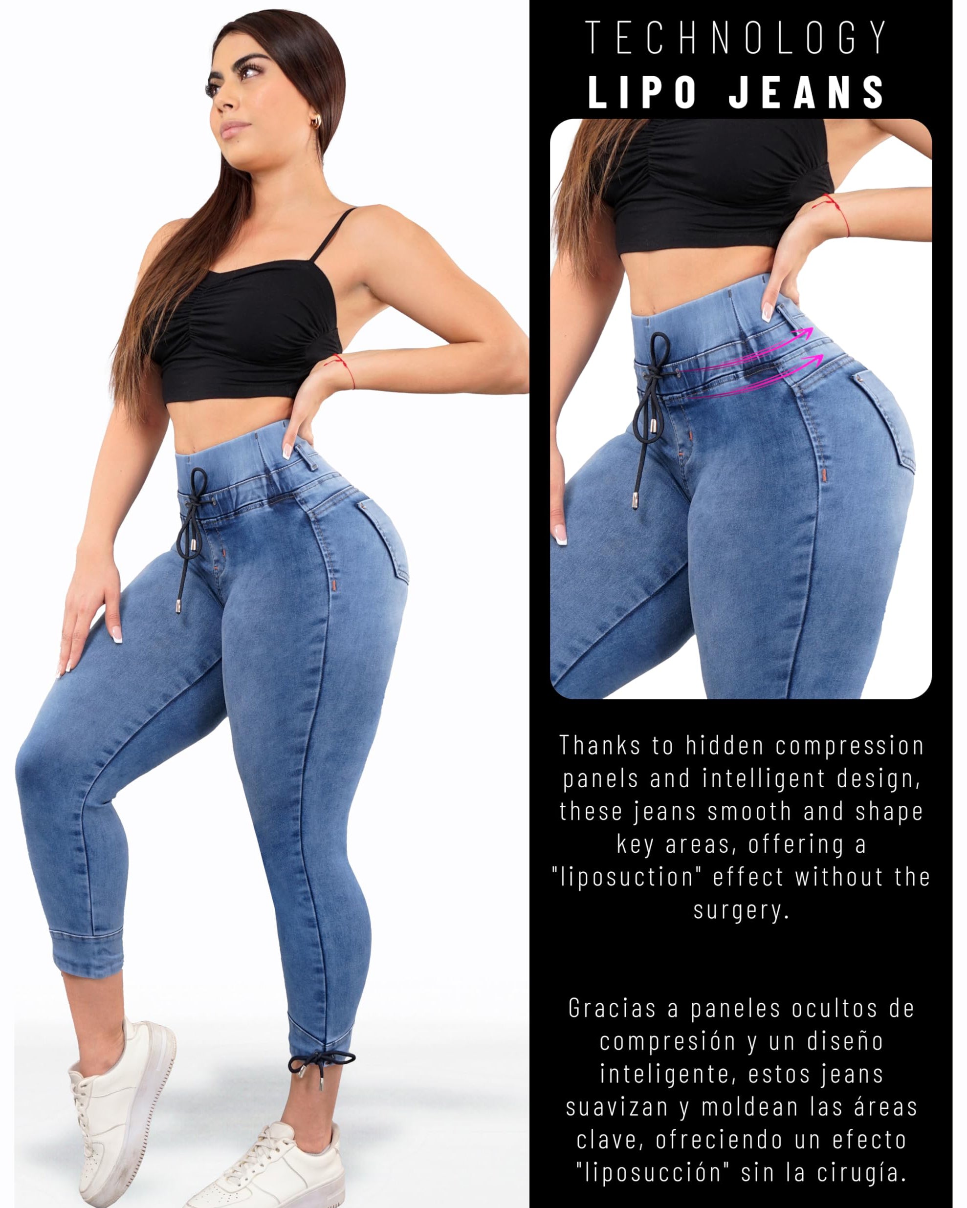 High Waist Röhrenjeans mit Po-Lifting