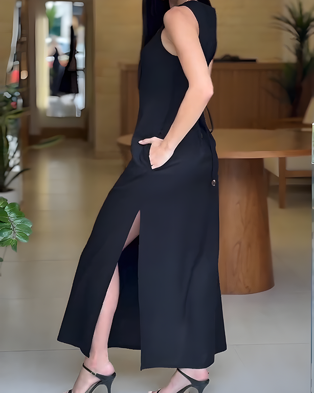 Sleeveless Side Slit Casual Dress