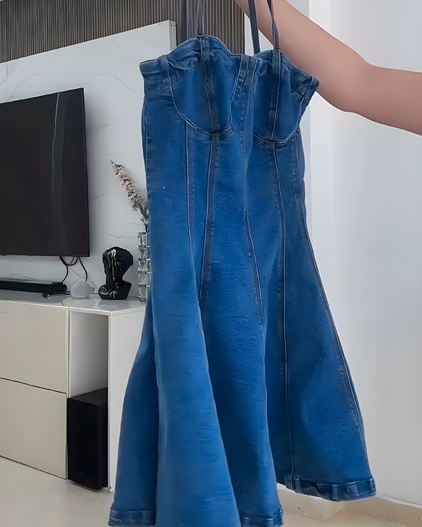 Women's Denim Slimming Slip Mini Dress