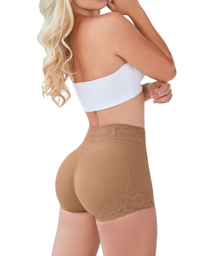 Pantalones cortos moldeadores de cintura alta para mujer que realzan los glúteos y el abdomen