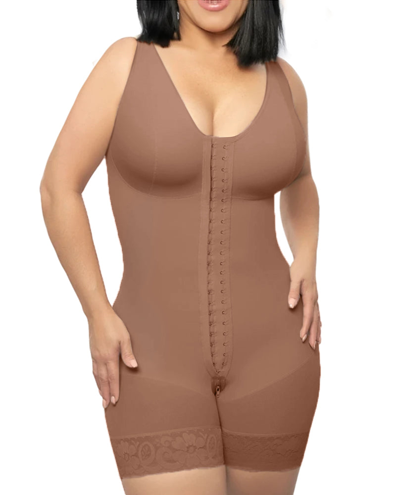 Fitness-Bodysuit mit Kompressions-Kontrolle und Bauchkontrolle und Knöpfen