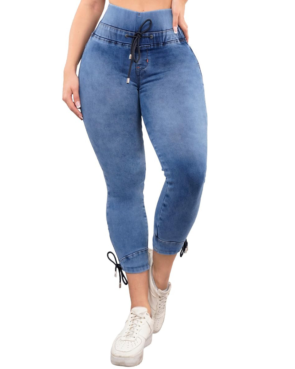 High Waist Röhrenjeans mit Po-Lifting