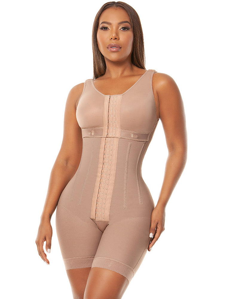 Cross Back Support Mid Length With Snap Button Shapewear