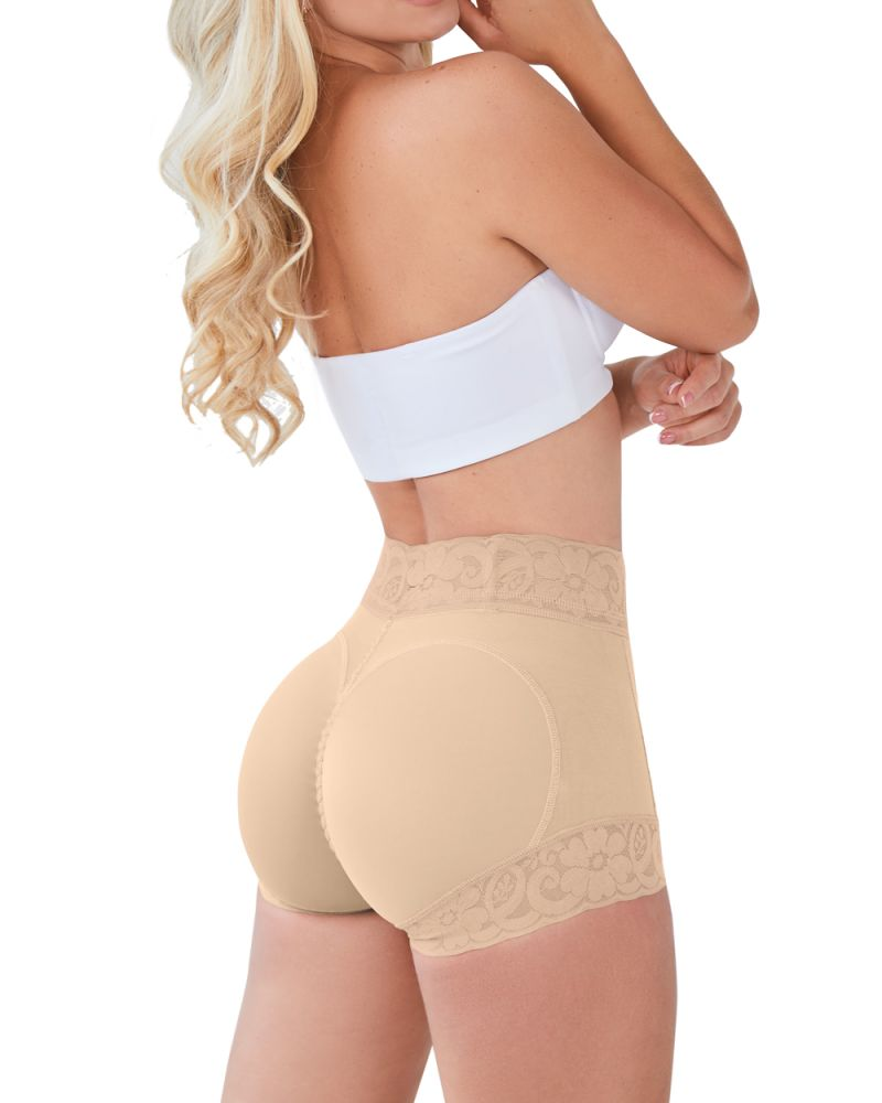 Pantalones cortos moldeadores de cintura alta para mujer que realzan los glúteos y el abdomen