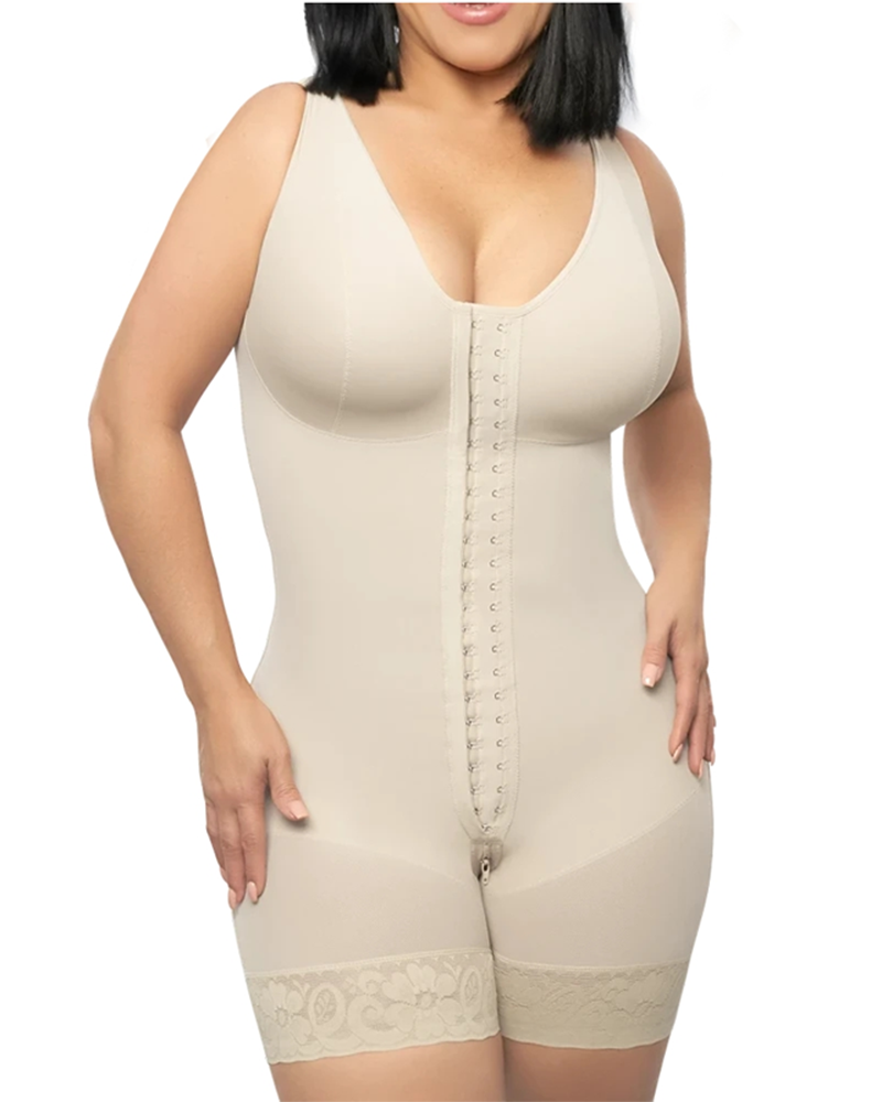 Fitness-Bodysuit mit Kompressions-Kontrolle und Bauchkontrolle und Knöpfen