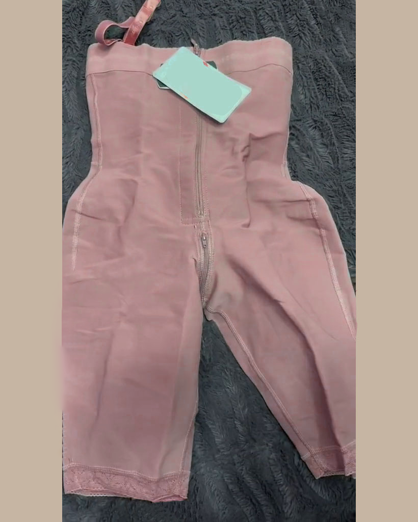 Tummy Control Shaper Shorts Knee Length Internal Hooks Zipper