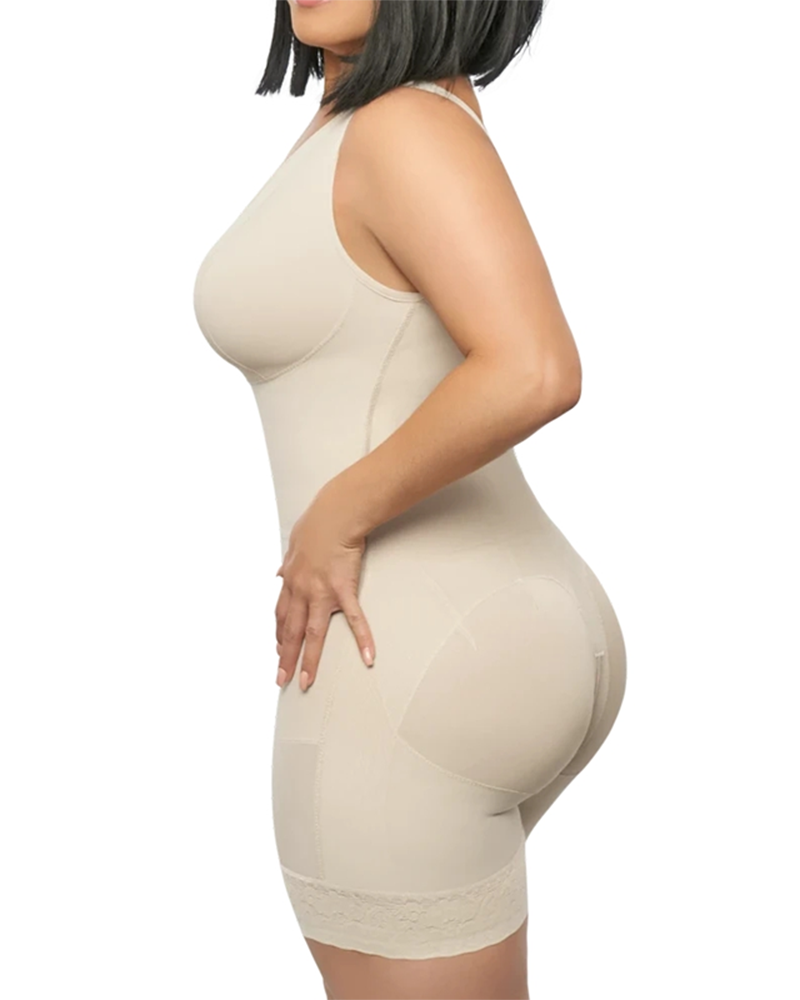 Fitness-Bodysuit mit Kompressions-Kontrolle und Bauchkontrolle und Knöpfen