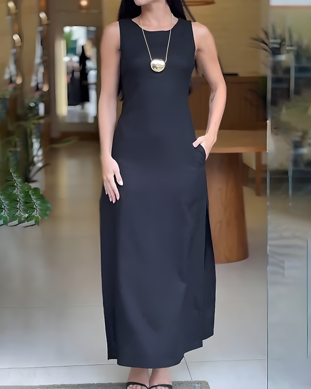 Sleeveless Side Slit Casual Dress