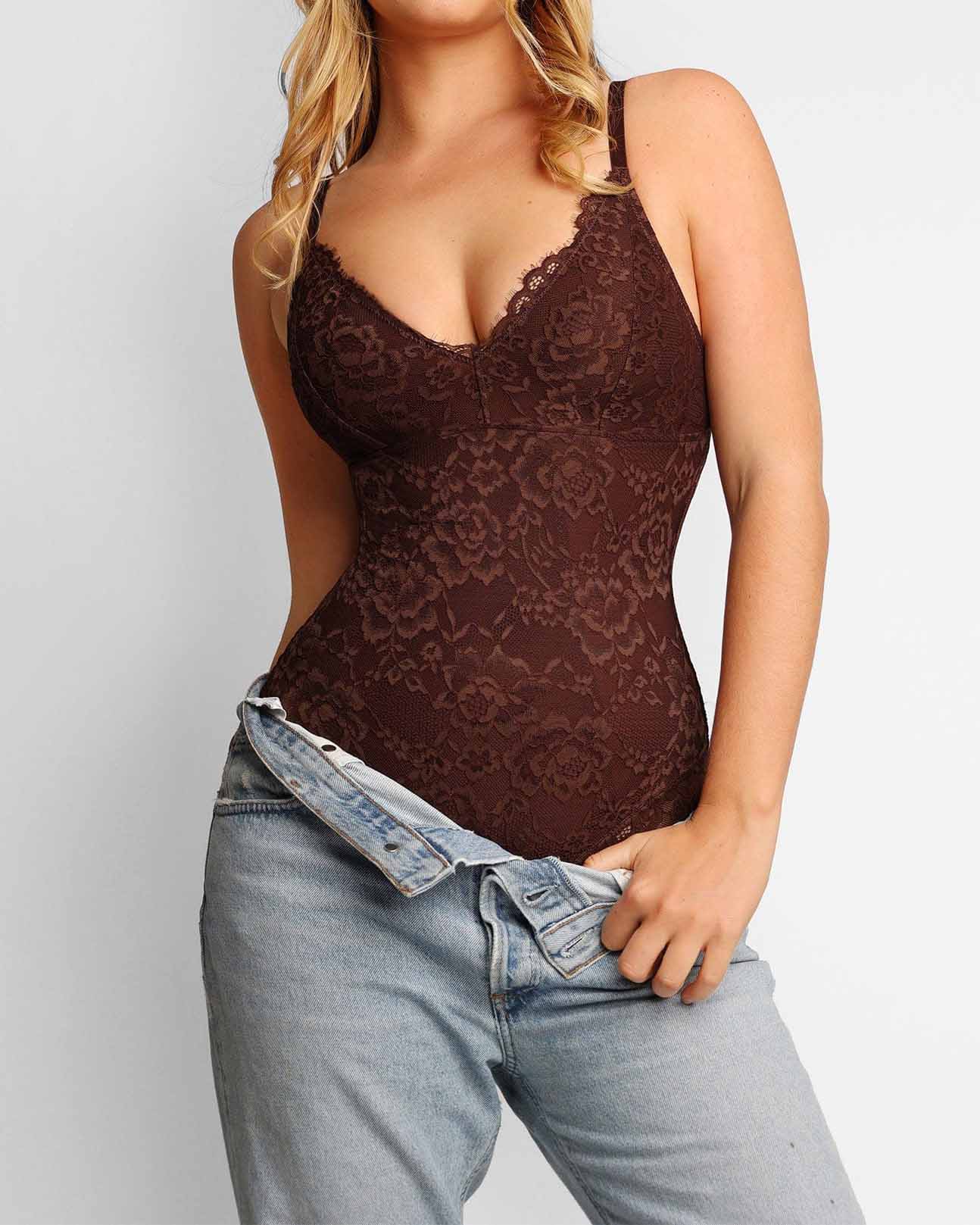 Fashion Lace Firm Thong Comfortable Bodysuit