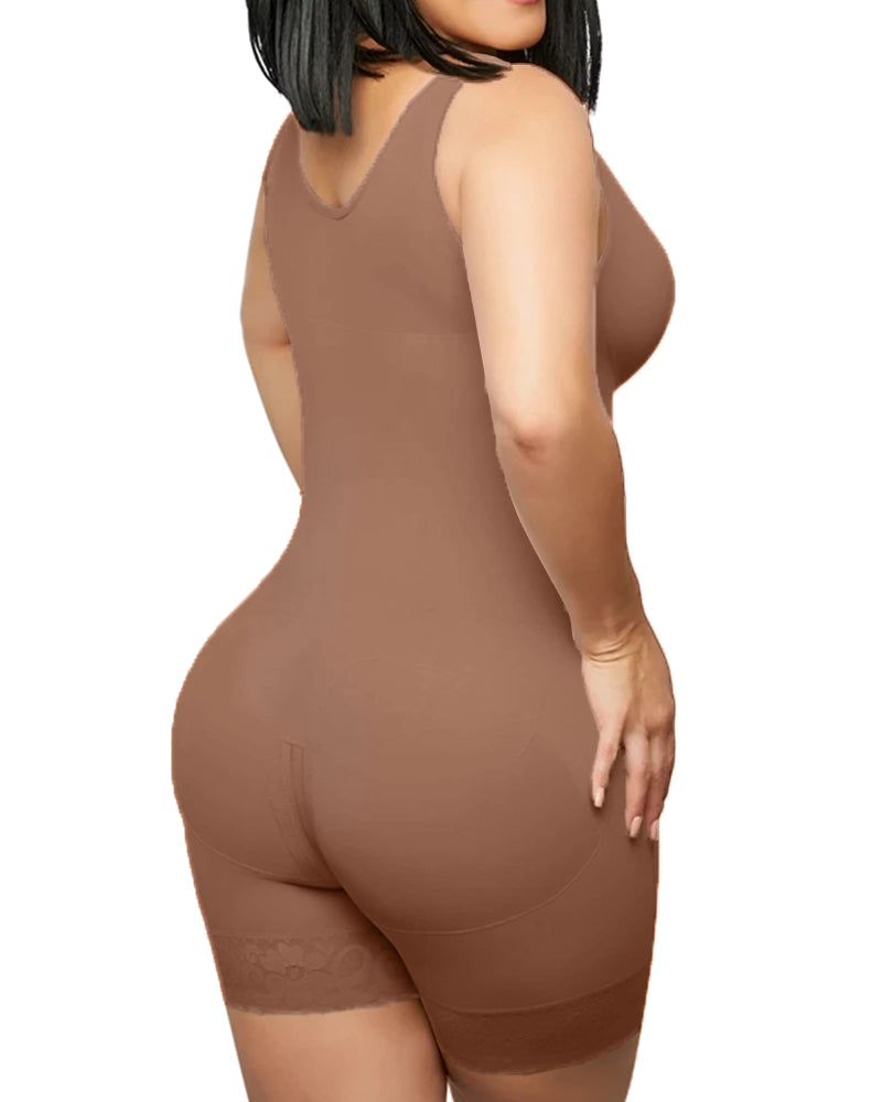 Fitness-Bodysuit mit Kompressions-Kontrolle und Bauchkontrolle und Knöpfen
