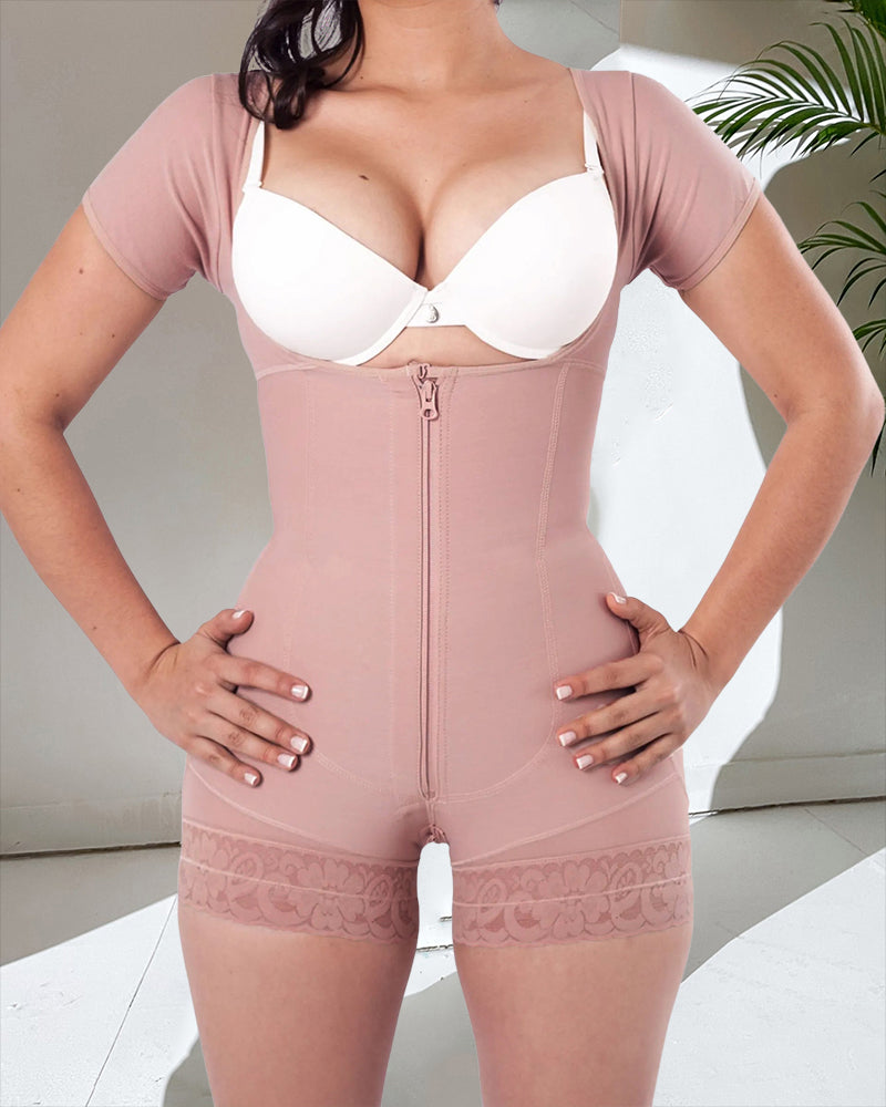 Kurzärmlige Fajas-Shapewear zur Bauchkontrolle