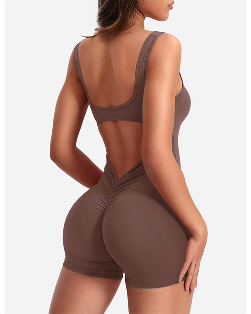 Rückenfreier Slim Fit Po Lifting Yoga-Overall 
