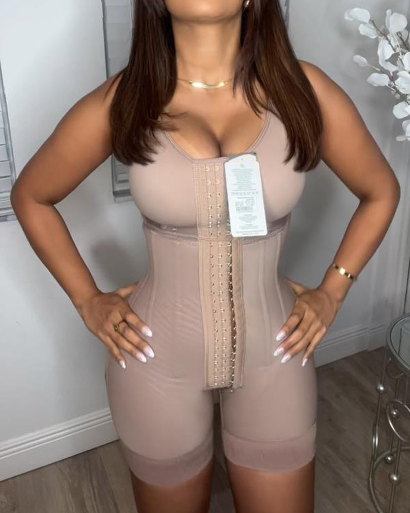 Cross Back Support Mid Length With Snap Button Shapewear