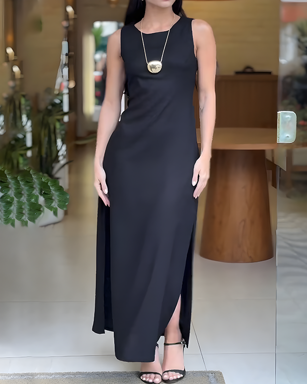Sleeveless Side Slit Casual Dress
