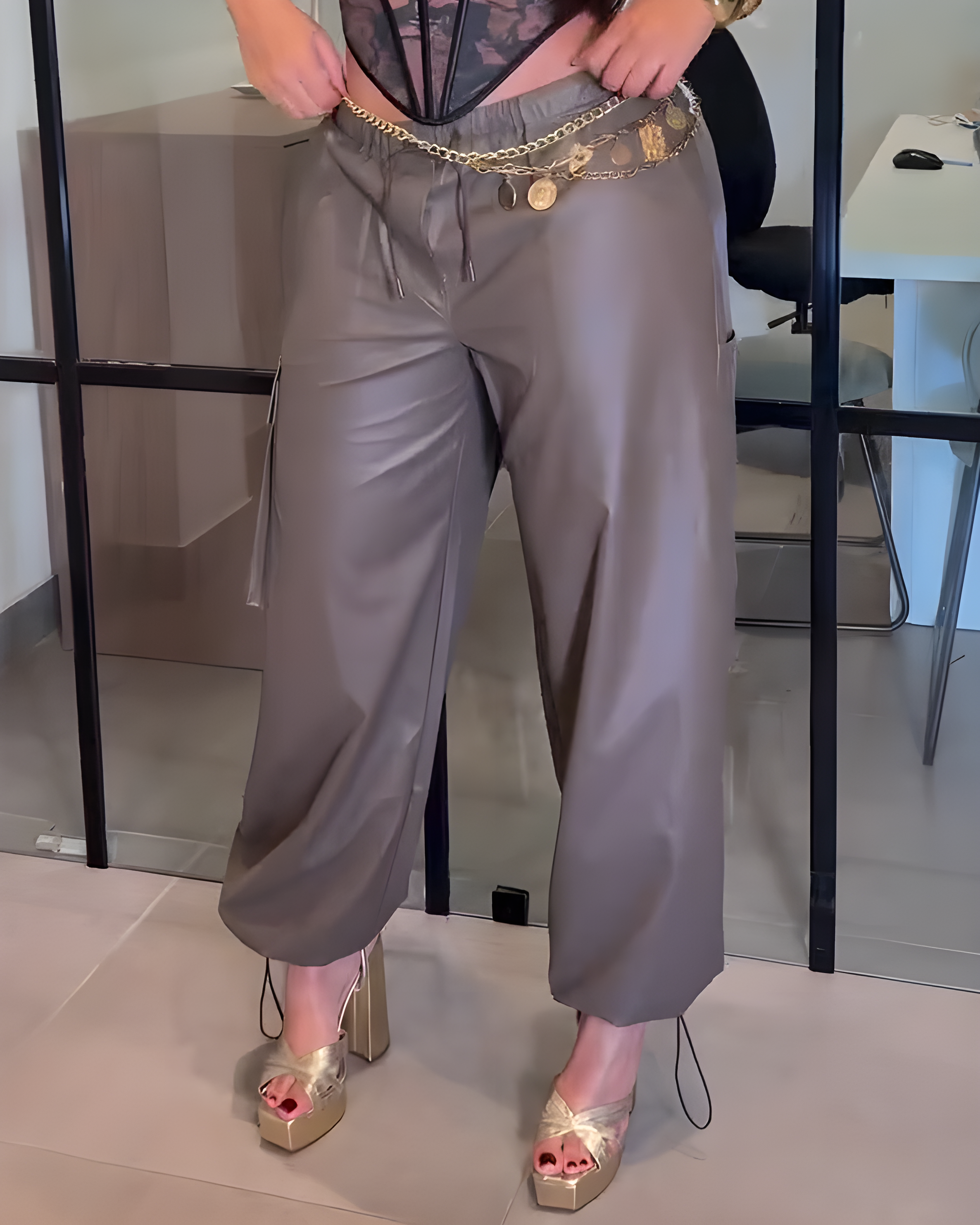 Stylish Leather Slim-Fit Casual Pants