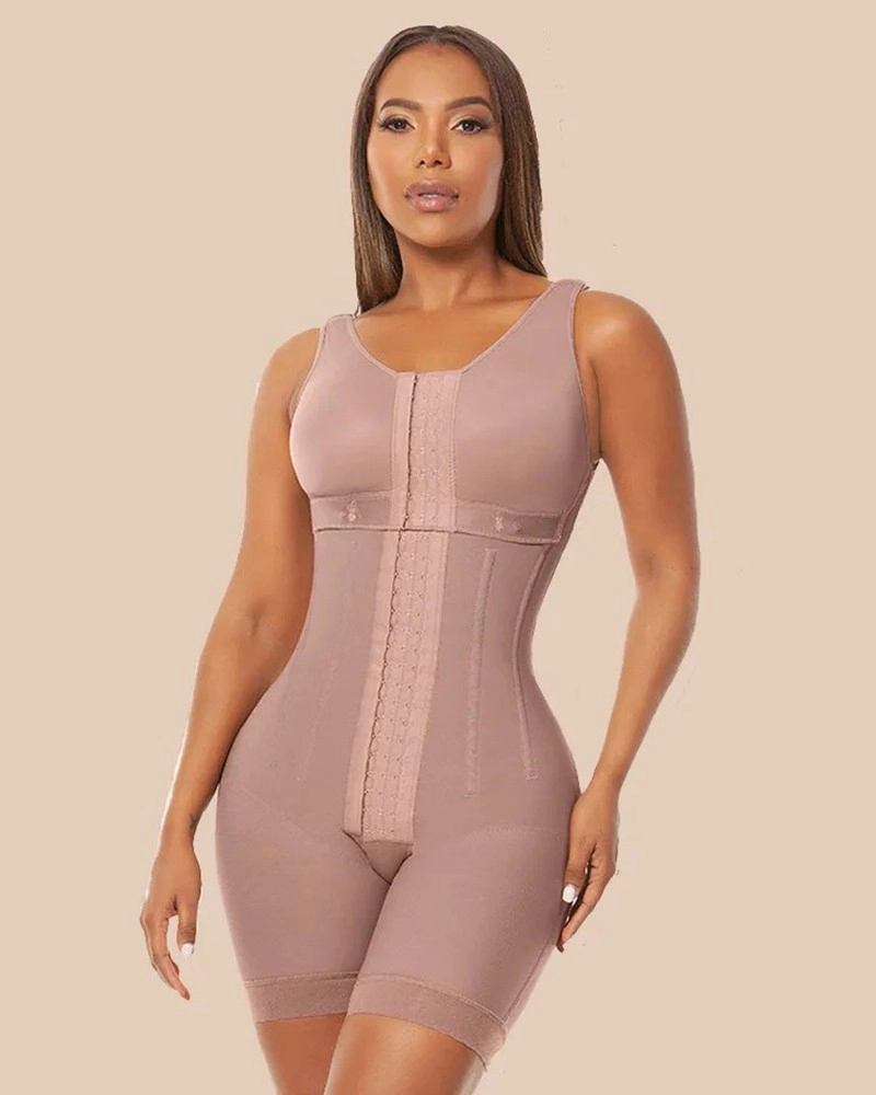 Cross Back Support Mid Length With Snap Button Shapewear