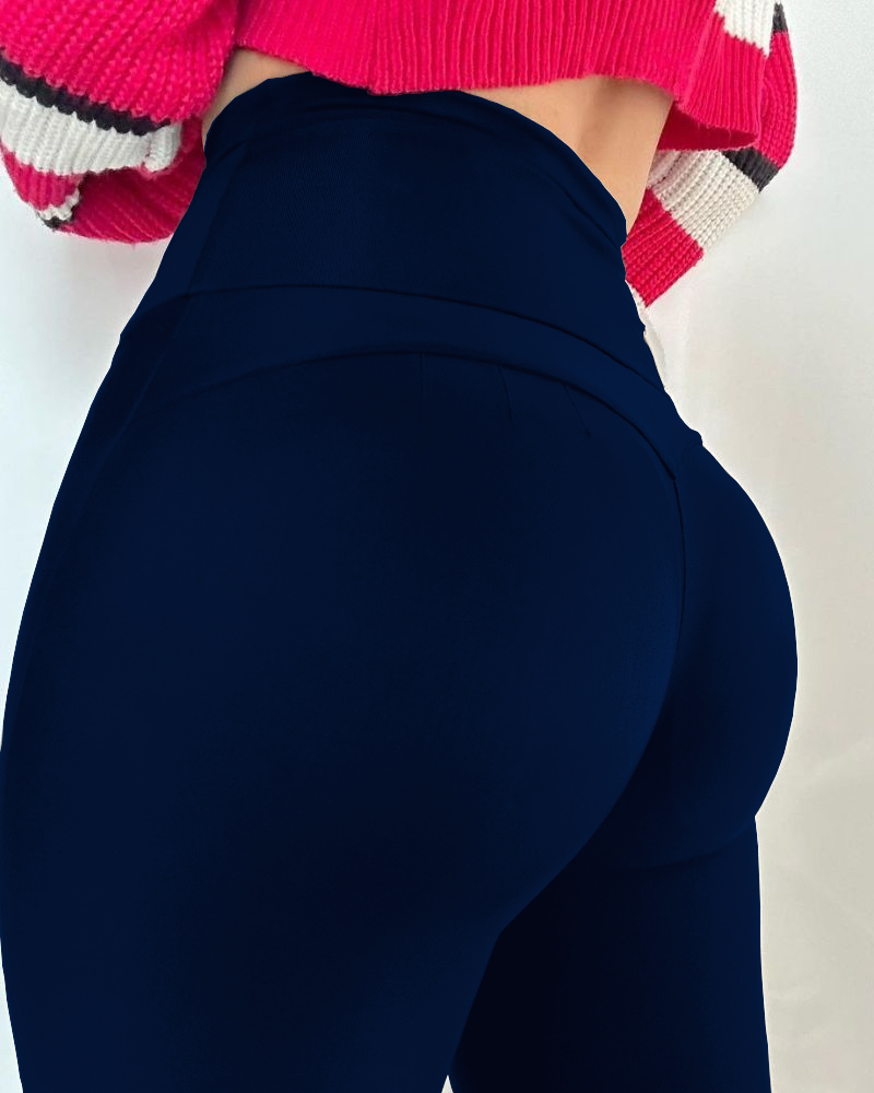 Modische Leggings mit Bauchkontrolle, Reißverschluss und Po-Lift