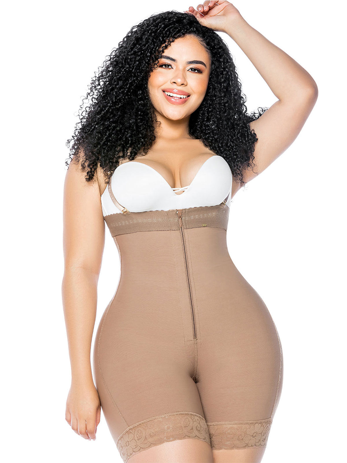 Butt Lifter Bauch Kontrolle Höschen Schritt mit Reißverschluss Spitze Shapewear 