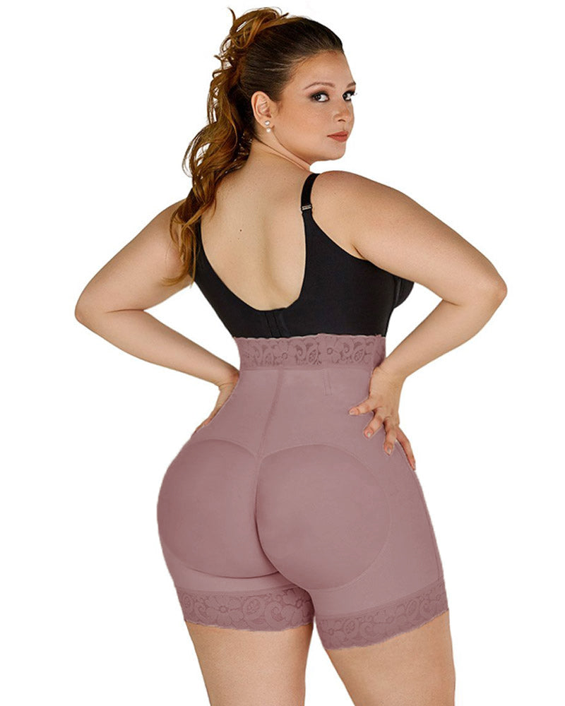 Women High Waist Front Zipper Booty Shaper Colombian Shapewear Short