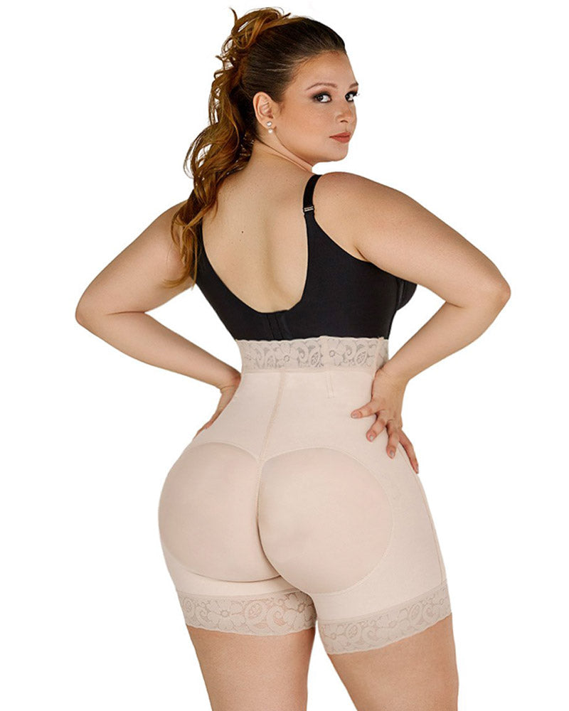 Women High Waist Front Zipper Booty Shaper Colombian Shapewear Short