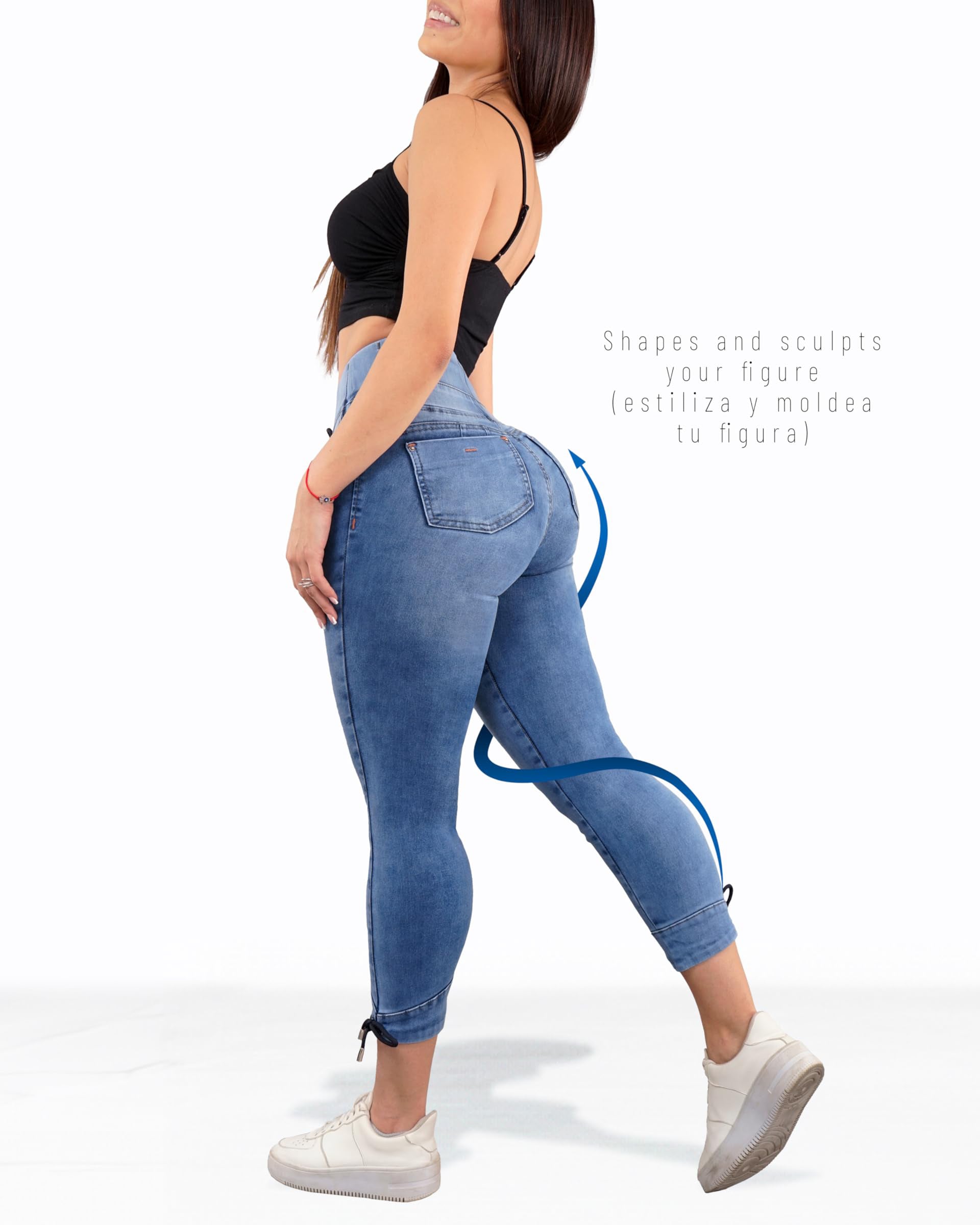 High Waist Röhrenjeans mit Po-Lifting
