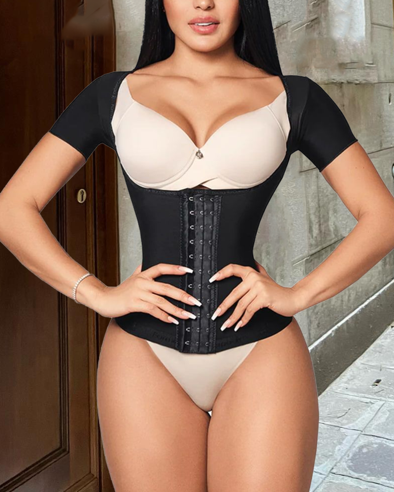 Fashion Waist Cincher Open Bust Short Sleeve Shapewear