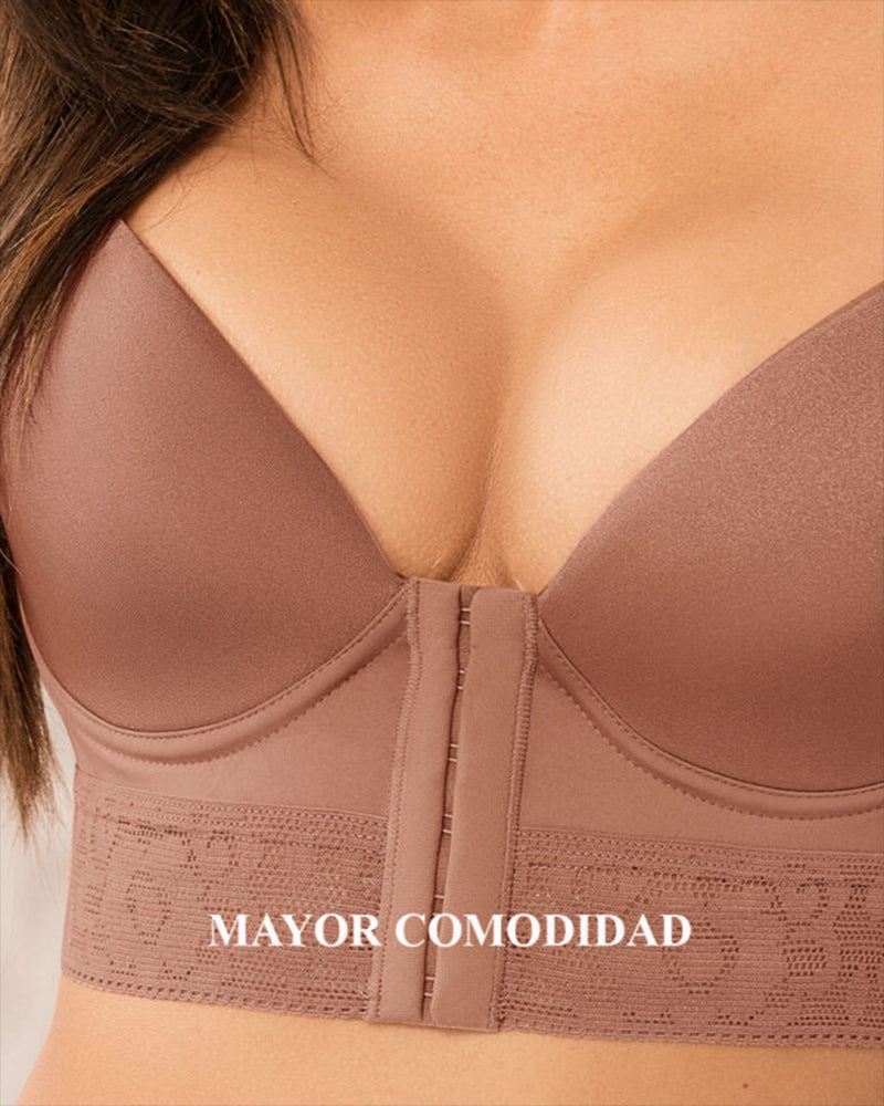 Sujetador push up de copa completa con cierre frontal con gancho y soporte para la espalda para mujer