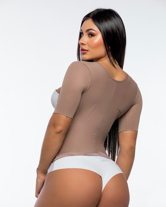 Fashion Waist Cincher Open Bust Short Sleeve Shapewear