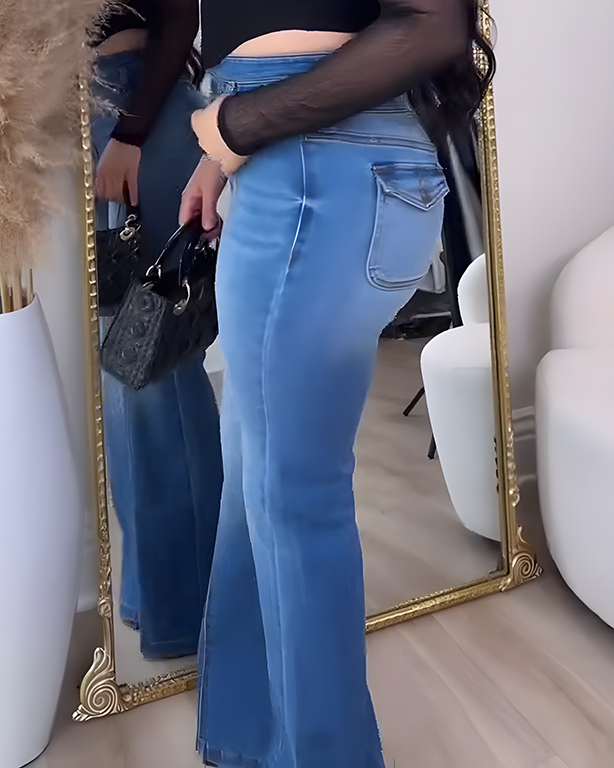 High-Rise Slim-Fit Skinny Flared Jeans