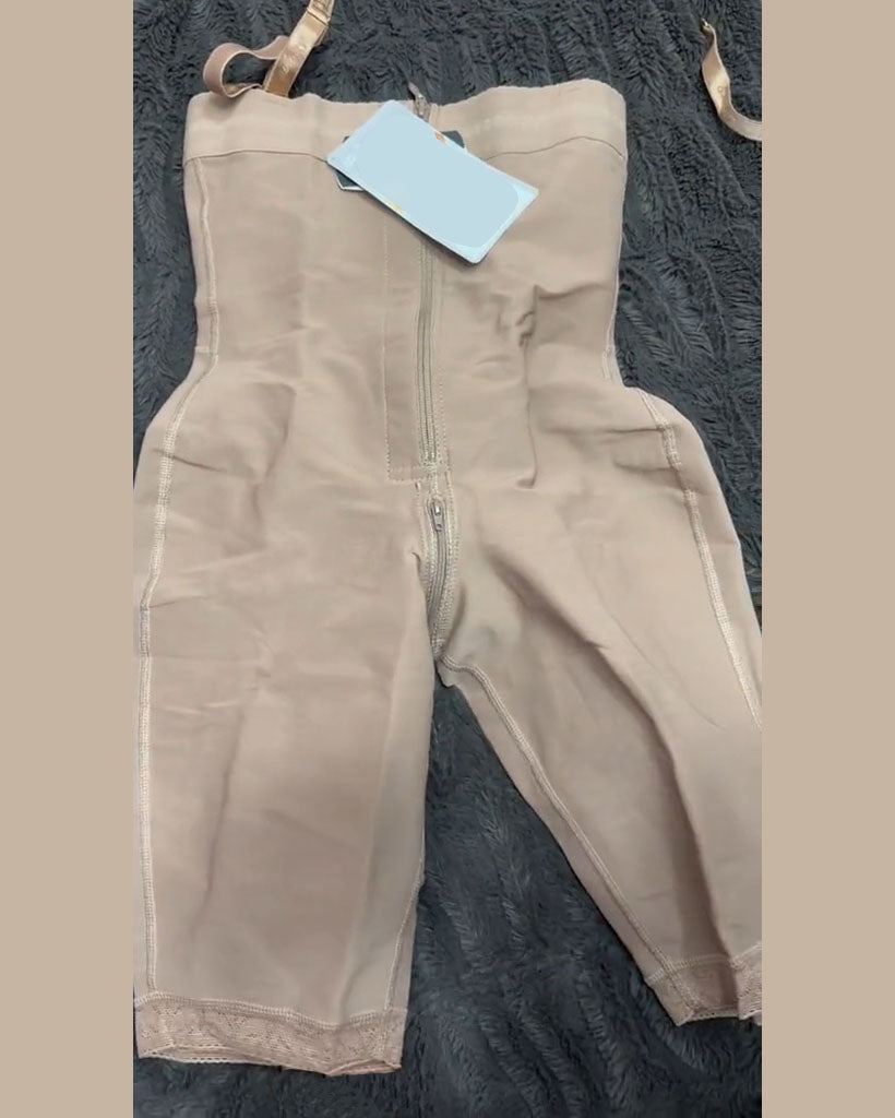 Tummy Control Shaper Shorts Knee Length Internal Hooks Zipper