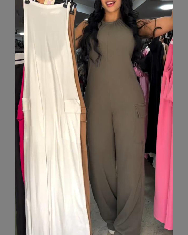 Monos sexys con escote halter y espalda descubierta