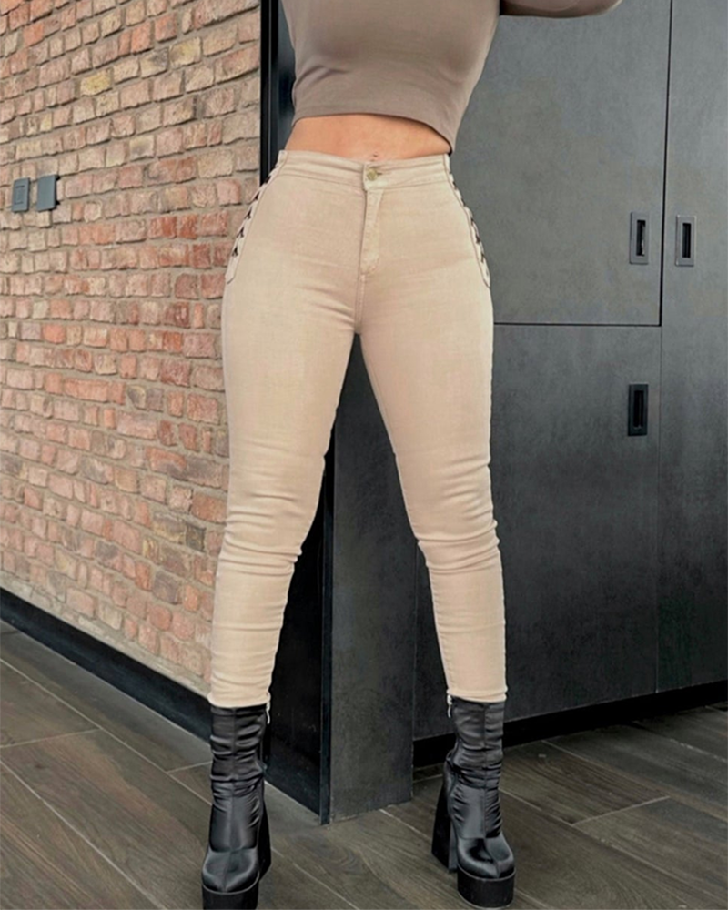 Damenmode-Design Geflochtene Röhrenjeans