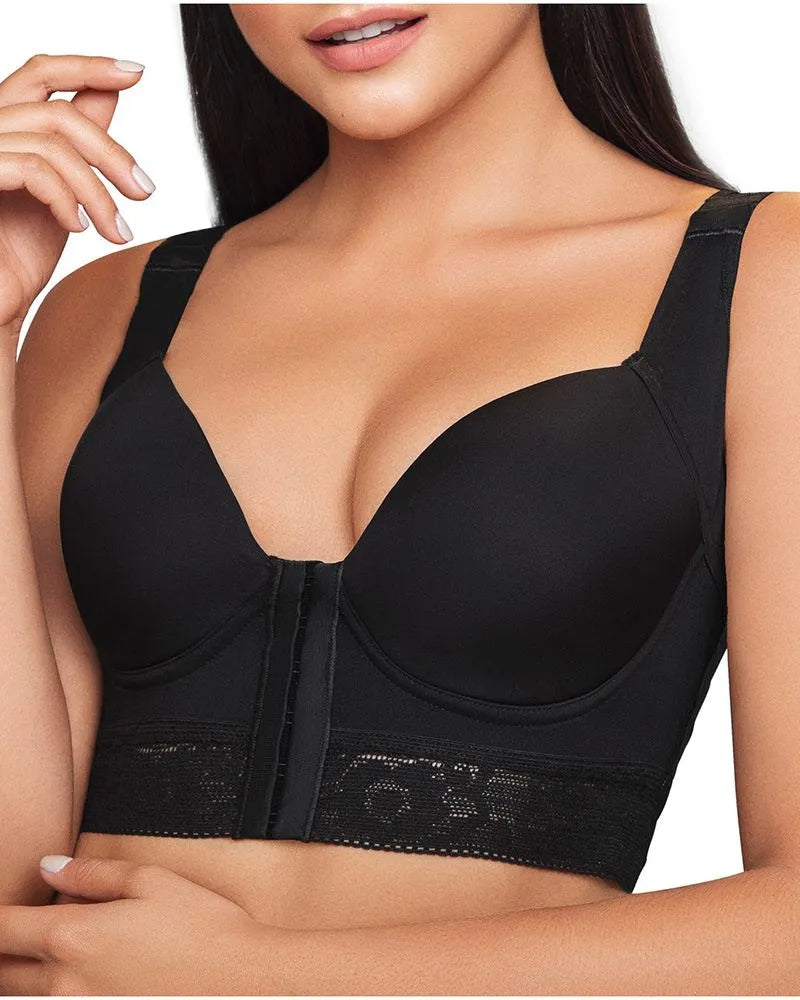 Sujetador push up de copa completa con cierre frontal con gancho y soporte para la espalda para mujer