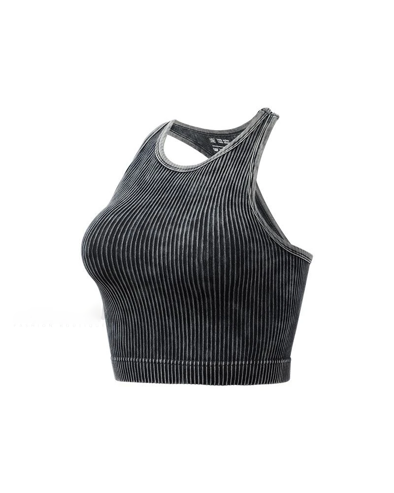 Mineral Wash High Neck Ribbed Tank