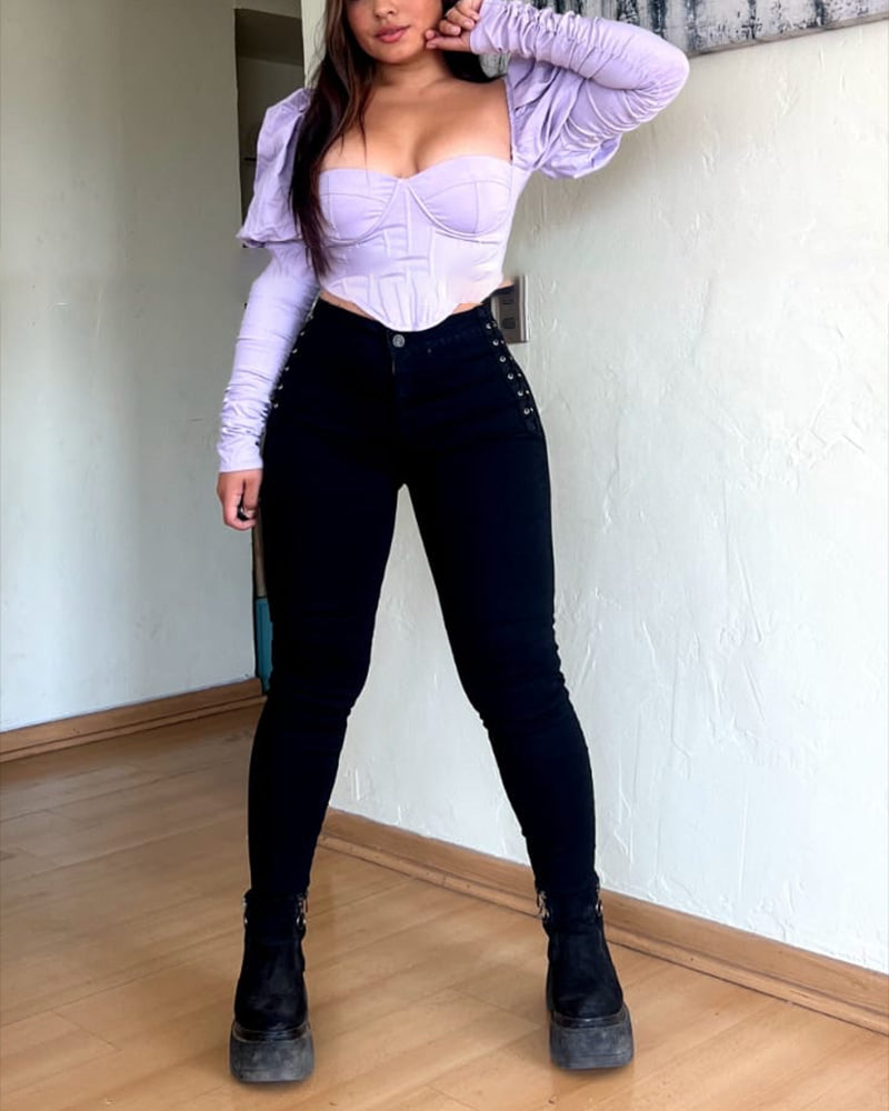 Damenmode-Design Geflochtene Röhrenjeans