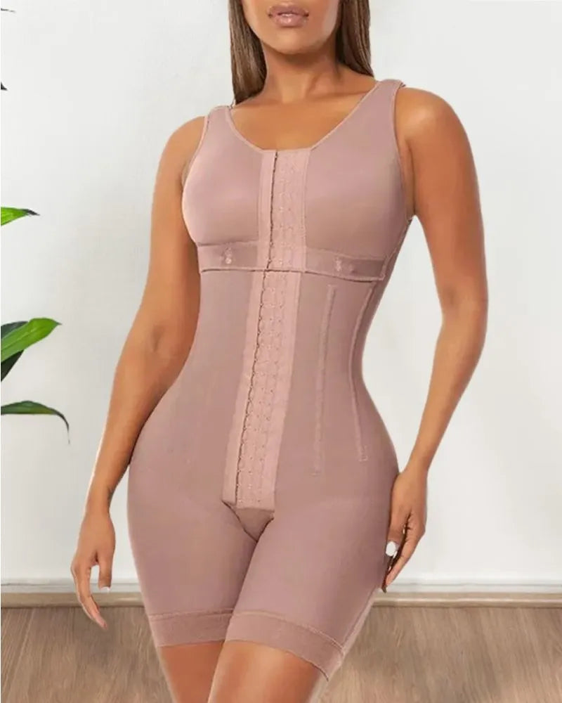 Cross Back Support Mid Length With Snap Button Shapewear