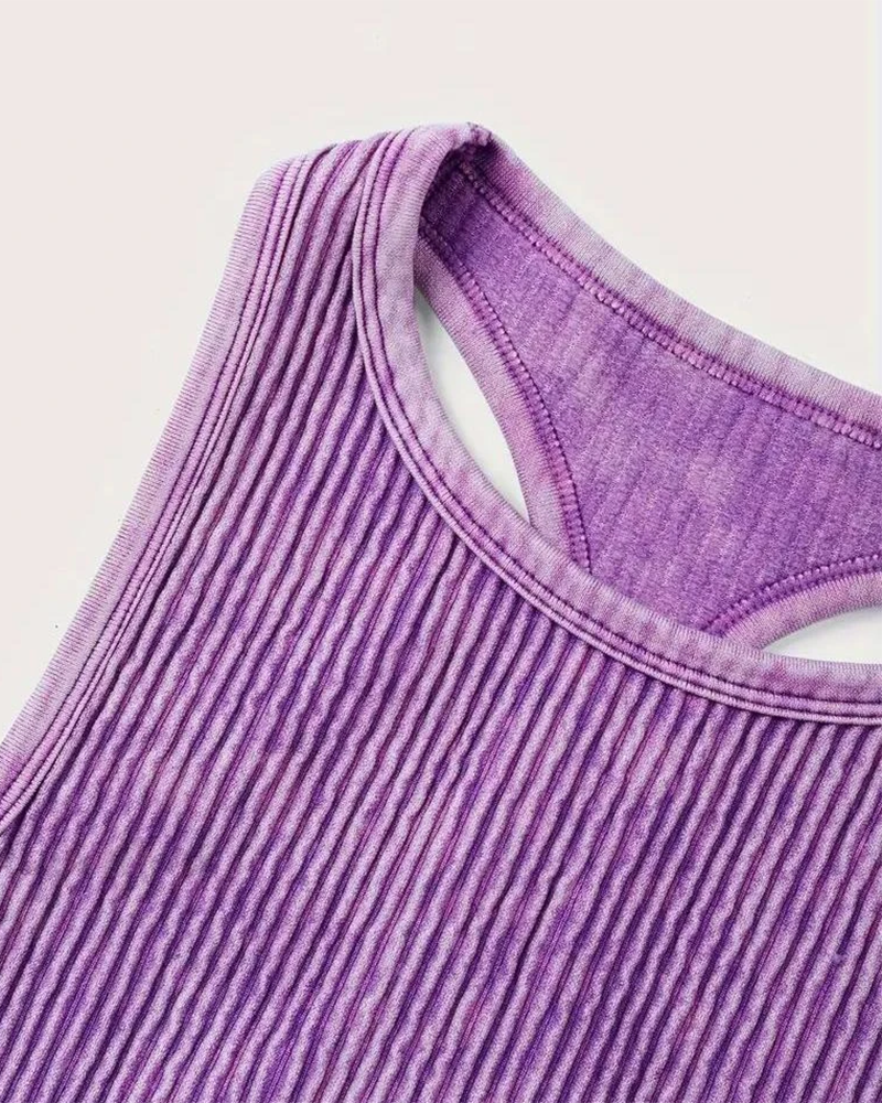Mineral Wash High Neck Ribbed Tank