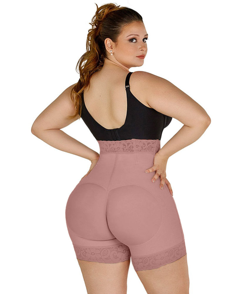 Women High Waist Front Zipper Booty Shaper Colombian Shapewear Short