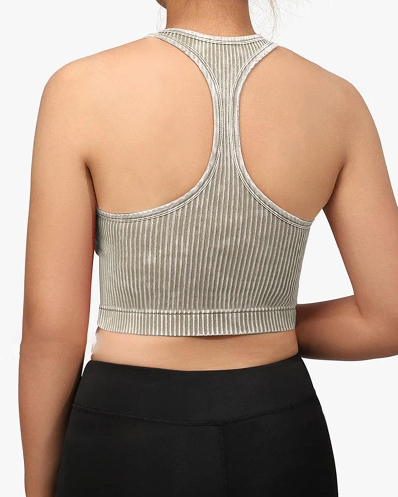 Mineral Wash High Neck Ribbed Tank